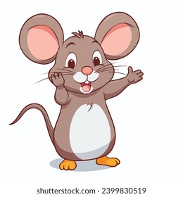A Cute Mouse Cartoon Waving





