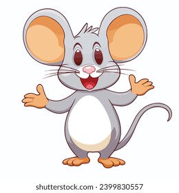 A Cute Mouse Cartoon Waving





