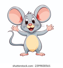 A Cute Mouse Cartoon Waving





