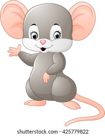Cute mouse cartoon waving