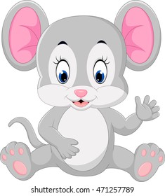 Cute mouse cartoon waving