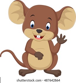 Cute mouse cartoon waving