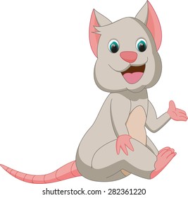 cute mouse cartoon waving hand
