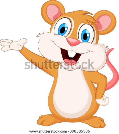 Cute mouse cartoon waving hand