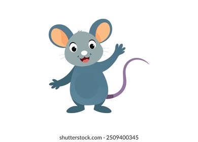 Ilustração de arte vetorial de ondulação de desenhos animados do mouse bonito