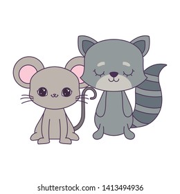 cute mouse with cat animals isolated icon