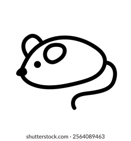 Cute mouse, cat toy. Black and white illustration, hand drawn coloring.
