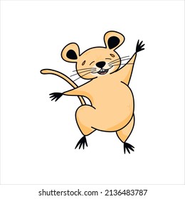 Cute mouse character in cartoon style, cute animals, rodents. Vector children's illustration of hand-drawn cartoon design for postcards, posters, T-shirts, teenagers, stickers.