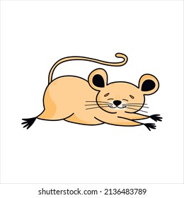 Cute mouse character in cartoon style, cute animals, rodents. Vector children's illustration of hand-drawn cartoon design for postcards, posters, T-shirts, teenagers, stickers.