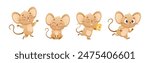 Cute Mouse Character Engaged in Different Activity Vector Set