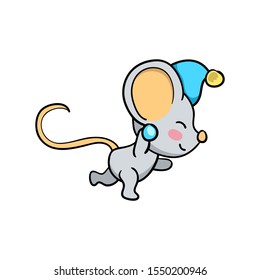 Cute mouse character play snowball. Funny rat vector illustration on white background. 2020 New Year icon. Lunar zodiac year symbol Rat. Mouse playing isolated. Winter season activity. Outdoor sport