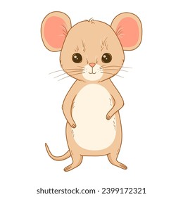 Cute mouse character. Vector cartoon flat illustration isolated on white. Funny baby animal
