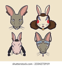 	
cute mouse character vector set