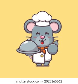 cute mouse chef. cute vector design character. Vector isolated flat illustration for poster, brochure, web, mascot, sticker, logo and icon.