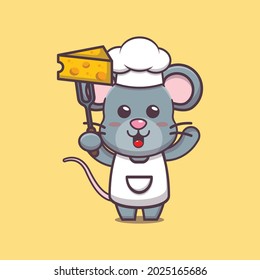 cute mouse chef. cute vector design character. Vector isolated flat illustration for poster, brochure, web, mascot, sticker, logo and icon.