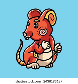 Cute Mouse Chinese Vector Cartoon Illustration. Chinese Lunnar Icon Concept Isolated Premium Vector. Flat Cartoon Concept for Event. Cute Doodle Cartoon Illustration Style. Suitable for any Project