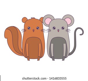 cute mouse with chipmunk animals isolated icon