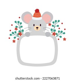 Cute mouse and christmas decor element Frame winter element