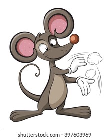 Cute mouse. Cleaning illustration. Rat applause.