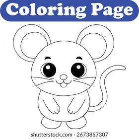 Lindo ratón para colorear página de libro para niños 