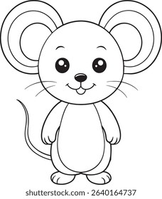 Cute mouse coloring design ideal for animal themed books and pages