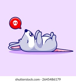Cute Mouse Death Cartoon Vector Icon Illustration. Animal Nature Icon Concept Isolated Premium Vector. Flat Cartoon Style
