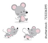 Cute mouse in different pose. Vector illustration.