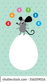 cute mouse easter day greeting card
