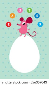 cute mouse easter day greeting card