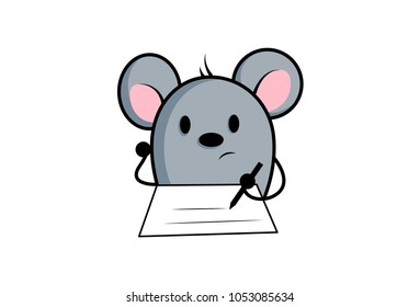 Cute Mouse emoji. Vector Illustration. Isolated on white background.