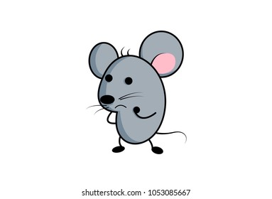 Cute Mouse emoji. Vector Illustration. Isolated on white background.