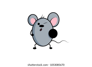 Cute Mouse emoji. Vector Illustration. Isolated on white background.
