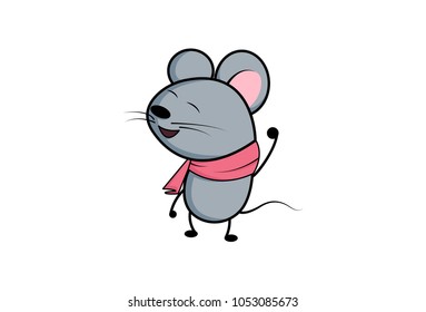 Cute Mouse emoji. Vector Illustration. Isolated on white background.