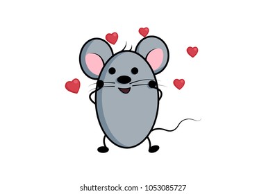Cute Mouse emoji. Vector Illustration. Isolated on white background.