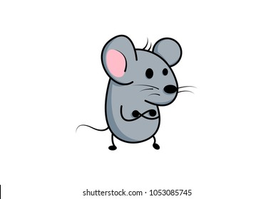 Cute Mouse emoji. Vector Illustration. Isolated on white background.
