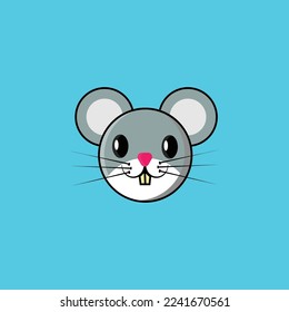 Cute Mouse face, adorable simple vector icon, cartoon character. 