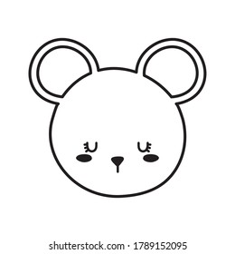 Cute mouse face cartoon line style icon design, Animal zoo life nature and character theme Vector illustration