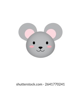 Cute Mouse Face Flat Animal Icon