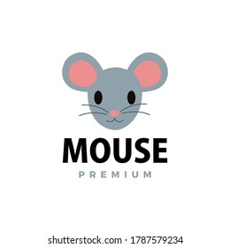 cute mouse flat logo vector icon illustration