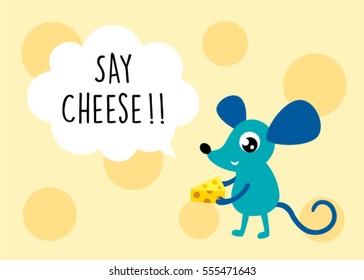 cute mouse greeting card, cute rat greeting card vector