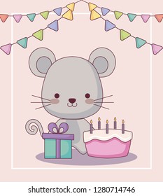 cute mouse happy birthday card