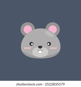 cute mouse head in flat vector design.
