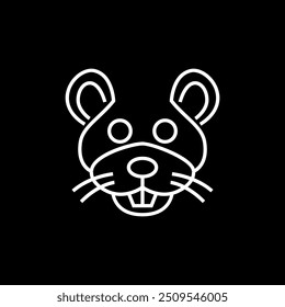 cute mouse head line minimalist logo design vector