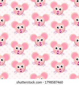 cute mouse head seamless pattern vector illustration 