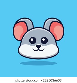 Cute Mouse Head Vector Illustration Isolated