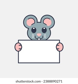 Cute Mouse Holding a Blank Sign