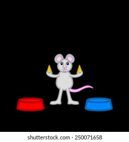 Cute mouse holding cheese