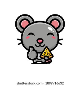 cute mouse holding cheese in good pose