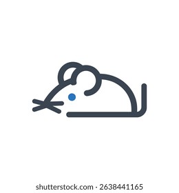 A cute mouse icon with a blue dot for an eye.
