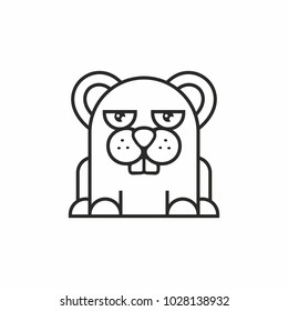 cute mouse icon, thin line style, flat design